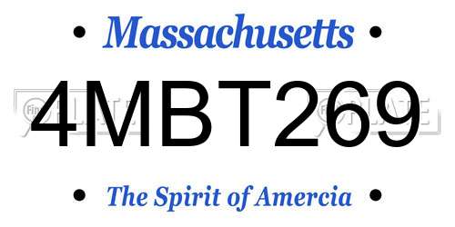 4MBT269 Massachusetts License Plate