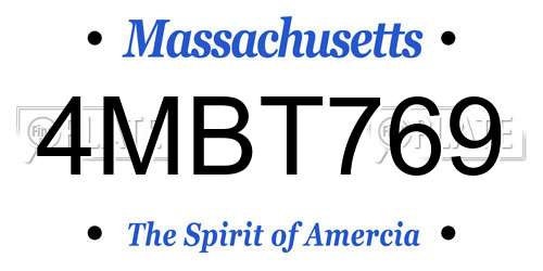4MBT769 Massachusetts License Plate