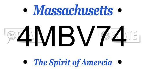 4MBV74 Massachusetts License Plate