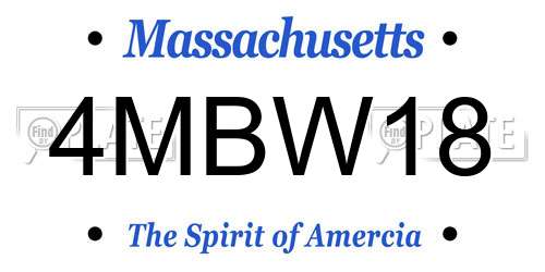 4MBW18 Massachusetts License Plate