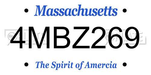 4MBZ269 Massachusetts License Plate