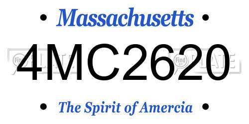 4MC2620 Massachusetts License Plate