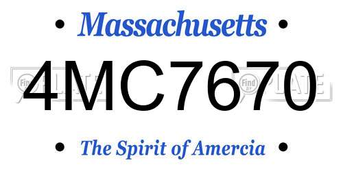 4MC7670 Massachusetts License Plate