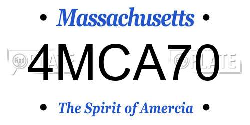 4MCA70 Massachusetts License Plate