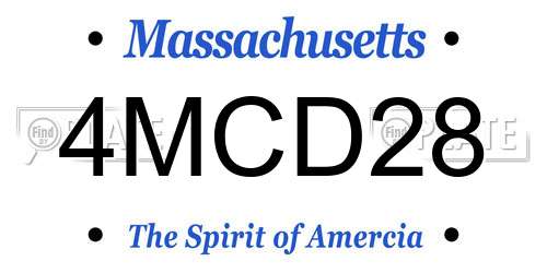 4MCD28 Massachusetts License Plate