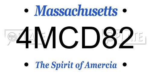 4MCD82 Massachusetts License Plate