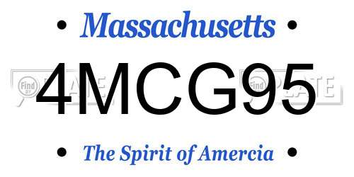 4MCG95 Massachusetts License Plate