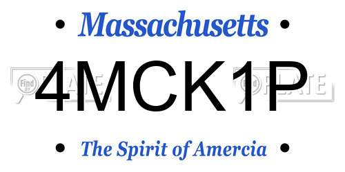 4MCK1P Massachusetts License Plate
