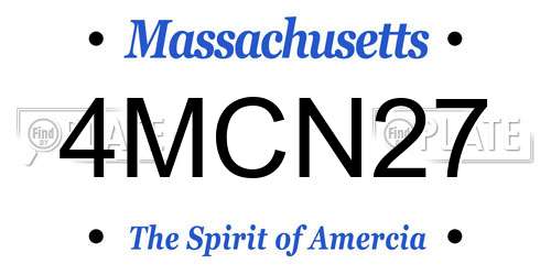 4MCN27 Massachusetts License Plate