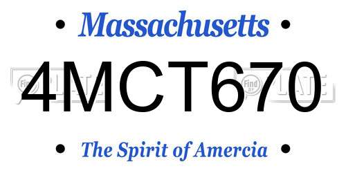 4MCT670 Massachusetts License Plate