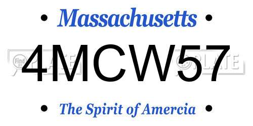 4MCW57 Massachusetts License Plate