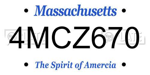 4MCZ670 Massachusetts License Plate