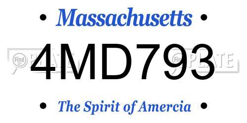 4MD793 Massachusetts License Plate