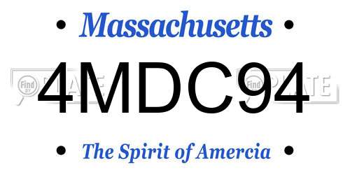 4MDC94 Massachusetts License Plate