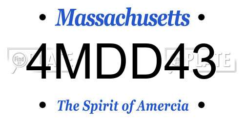 4MDD43 Massachusetts License Plate