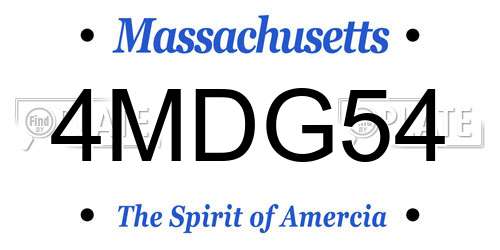 4MDG54 Massachusetts License Plate