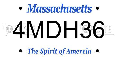 4MDH36 Massachusetts License Plate
