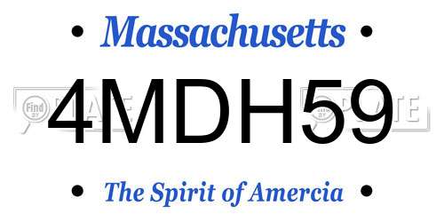 4MDH59 Massachusetts License Plate