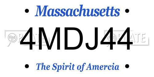4MDJ44 Massachusetts License Plate