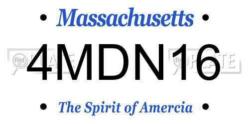 4MDN16 Massachusetts License Plate