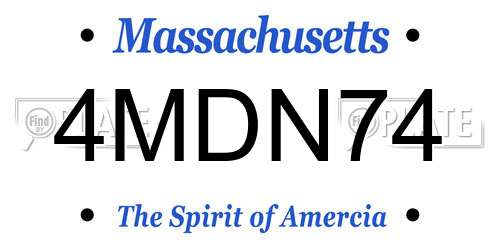 4MDN74 Massachusetts License Plate