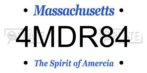 4MDR84 Massachusetts License Plate