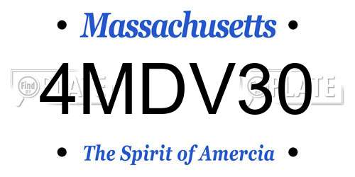 4MDV30 Massachusetts License Plate
