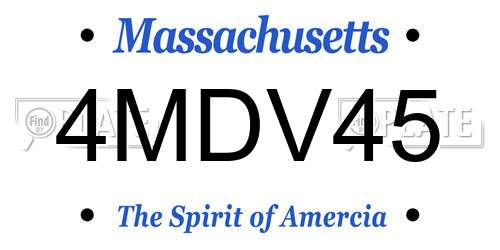 4MDV45 Massachusetts License Plate