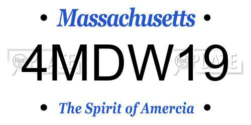 4MDW19 Massachusetts License Plate