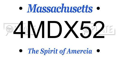 4MDX52 Massachusetts License Plate