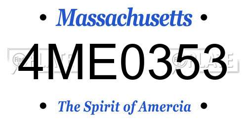 4ME0353 Massachusetts License Plate