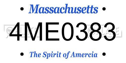 4ME0383 Massachusetts License Plate