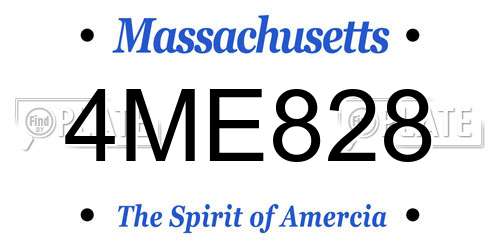 4ME828 Massachusetts License Plate
