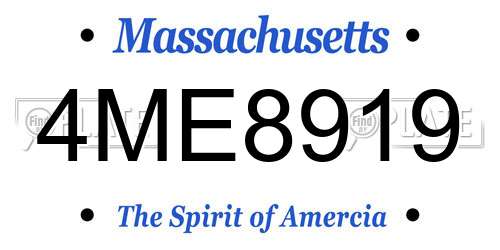 4ME8919 Massachusetts License Plate