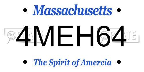 4MEH64 Massachusetts License Plate