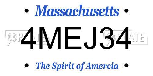 4MEJ34 Massachusetts License Plate