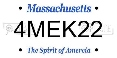 4MEK22 Massachusetts License Plate