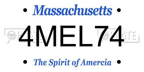 4MEL74 Massachusetts License Plate