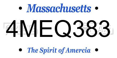4MEQ383 Massachusetts License Plate