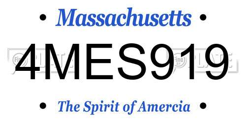4MES919 Massachusetts License Plate