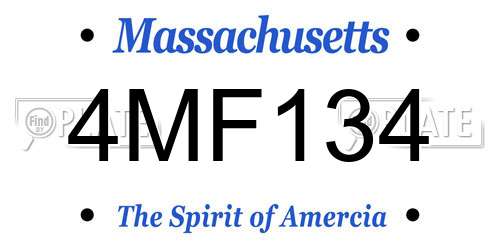 4MF134 Massachusetts License Plate