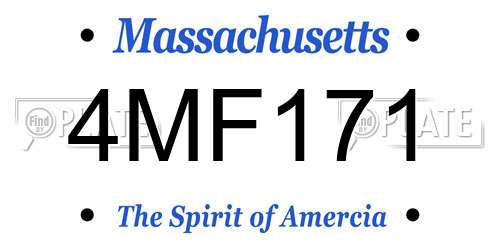 4MF171 Massachusetts License Plate