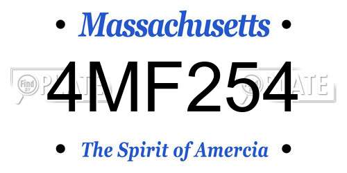 4MF254 Massachusetts License Plate