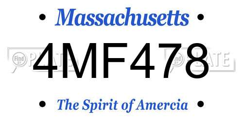 4MF478 Massachusetts License Plate
