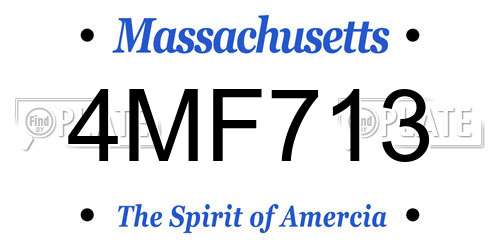 4MF713 Massachusetts License Plate