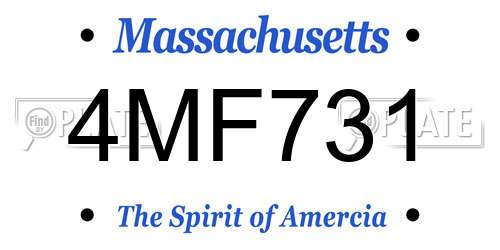 4MF731 Massachusetts License Plate