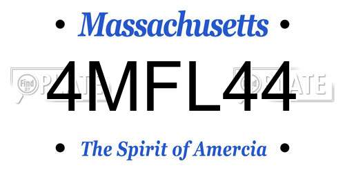 4MFL44 Massachusetts License Plate