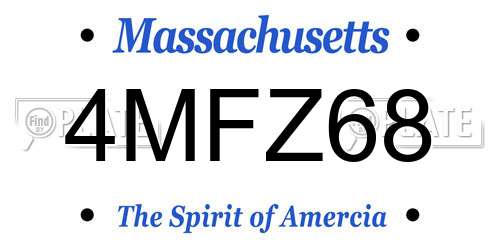 4MFZ68 Massachusetts License Plate