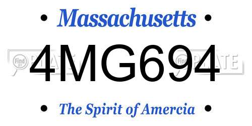 4MG694 Massachusetts License Plate