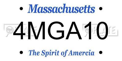 4MGA10 Massachusetts License Plate